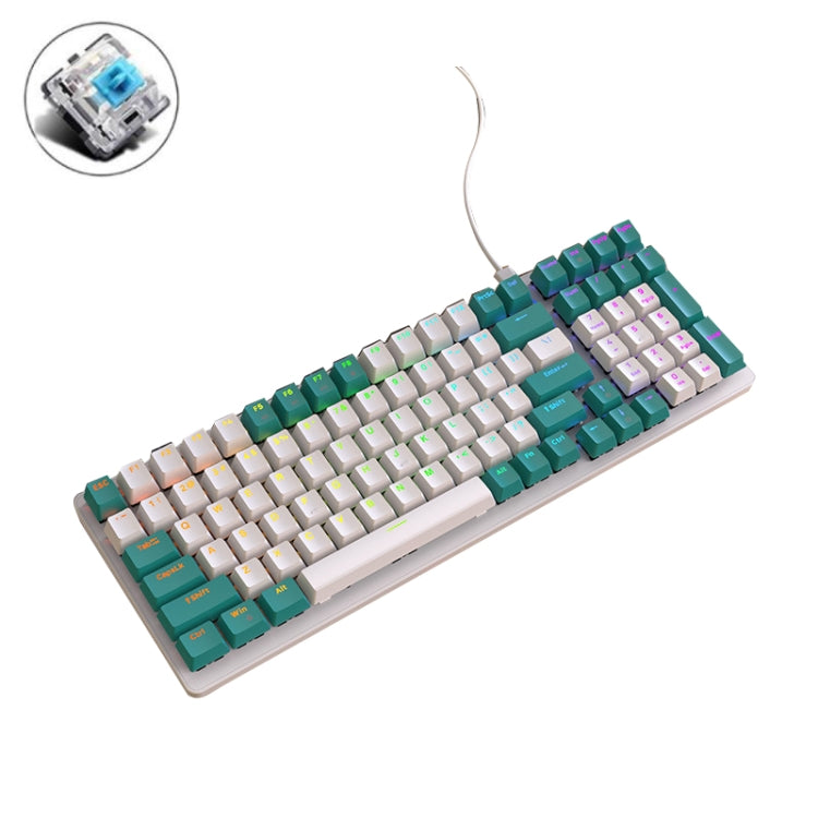 ZIYOU LANG K3 100 Keys Game Glowing Wired Mechanical Keyboard, Cable Length: 1.5m, Style: Water Green Hot Plug Version Green Axis by ZIYOU LANG
