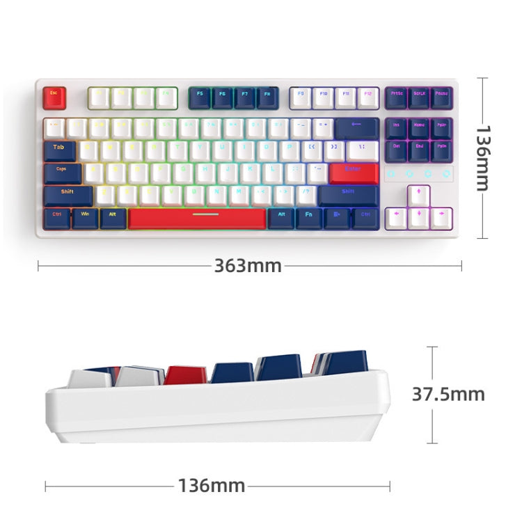ZIYOU LANG K87 87-Keys Hot-Swappable Wired Mechanical Keyboard, Cable Length: 1.5m, Style: Red Shaft (Blue Ice Blue Light) by ZIYOU LANG