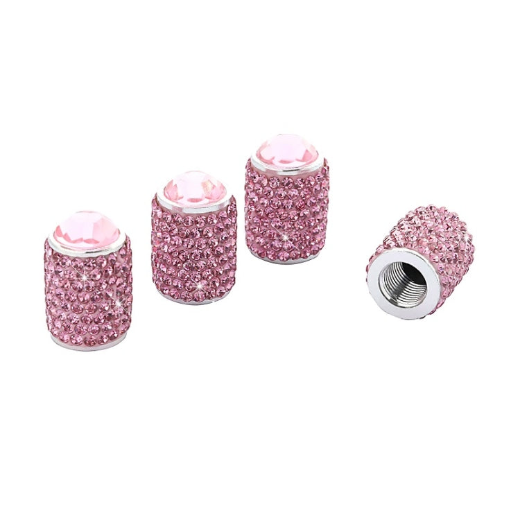 Car Tyre Aluminium Full Diamond Valve Cap With Seal(Pink) by buy2fix