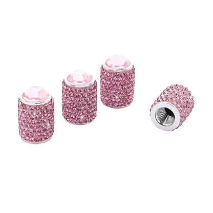 Car Tyre Aluminium Full Diamond Valve Cap With Seal(Pink) by buy2fix