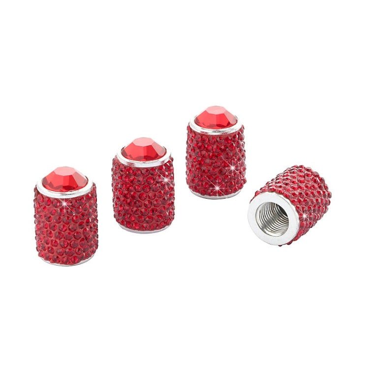 Car Tyre Aluminium Full Diamond Valve Cap With Seal(Red) by buy2fix