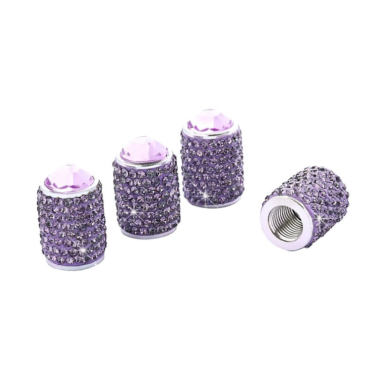 Car Tyre Aluminium Full Diamond Valve Cap With Seal(Purple) by buy2fix