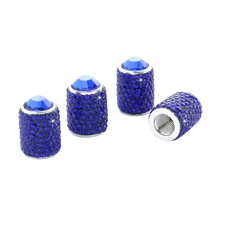 Car Tyre Aluminium Full Diamond Valve Cap With Seal(Dark Blue) by buy2fix