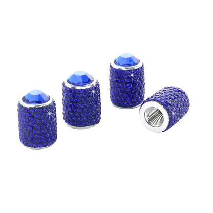 Car Tyre Aluminium Full Diamond Valve Cap With Seal(Dark Blue) by buy2fix