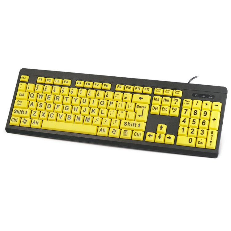 T801 104 Keys Special People Children Old Man Big Letters USB Wired Keyboard, Cable Length: 1.38m(Yellow) by buy2fix