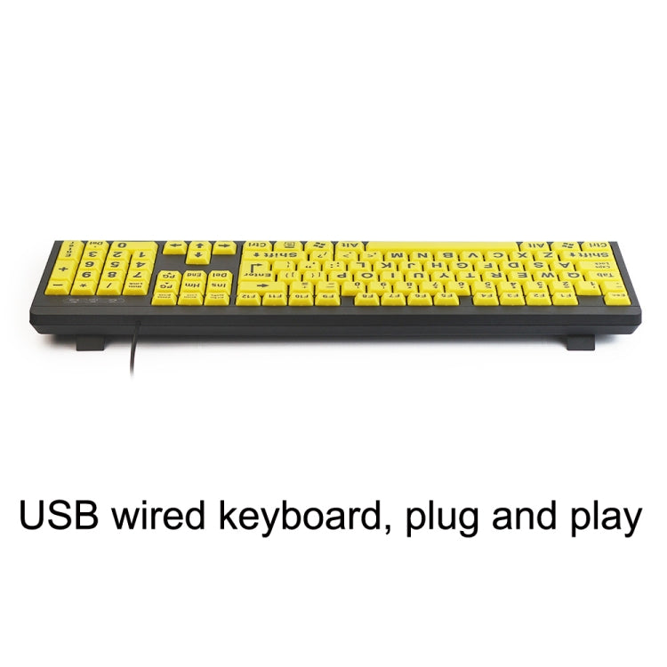 T801 104 Keys Special People Children Old Man Big Letters USB Wired Keyboard, Cable Length: 1.38m(Yellow) by buy2fix