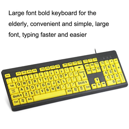 T801 104 Keys Special People Children Old Man Big Letters USB Wired Keyboard, Cable Length: 1.38m(Yellow) by buy2fix
