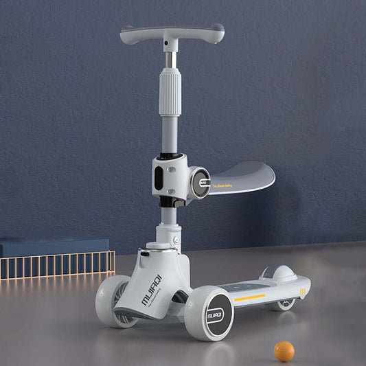 MIJIAQI 01 3 In 1 Multifunctional Foldable Children Scooter with Music and Lights, Spec: White Seat - Electric Scooters by MIJIAQI | Online Shopping UK | buy2fix