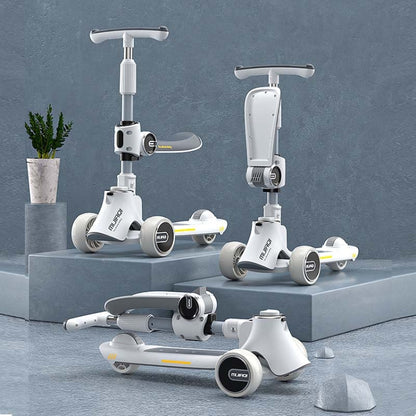 MIJIAQI 01 3 In 1 Multifunctional Foldable Children Scooter with Music and Lights, Spec: Blue Seat - Electric Scooters by MIJIAQI | Online Shopping UK | buy2fix