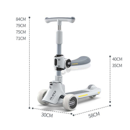 MIJIAQI 01 3 In 1 Multifunctional Foldable Children Scooter with Music and Lights, Spec: Blue Seat - Electric Scooters by MIJIAQI | Online Shopping UK | buy2fix