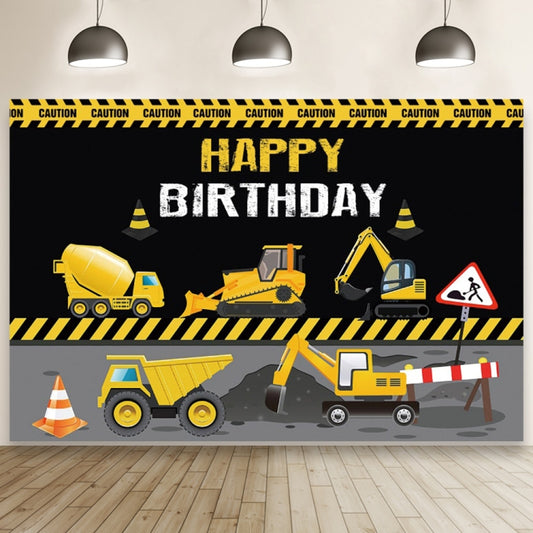 1.5m x 1m  Construction Vehicle Series Happy Birthday Photography Background Cloth(Mdn09841) - Birthday Party by buy2fix | Online Shopping UK | buy2fix