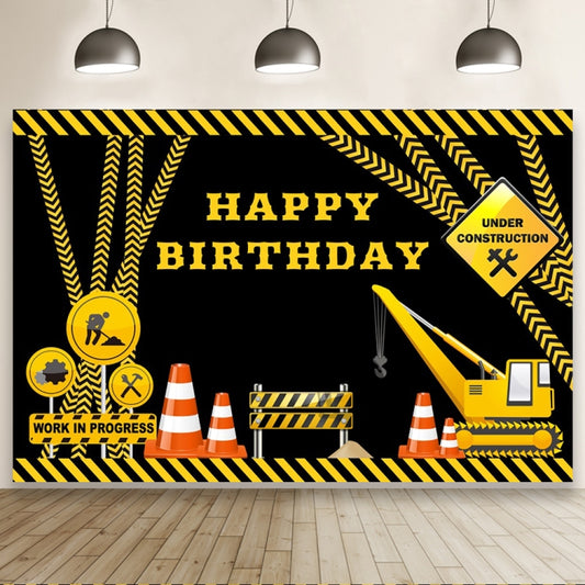 1.5m x 1m  Construction Vehicle Series Happy Birthday Photography Background Cloth(MSD00212) - Birthday Party by buy2fix | Online Shopping UK | buy2fix