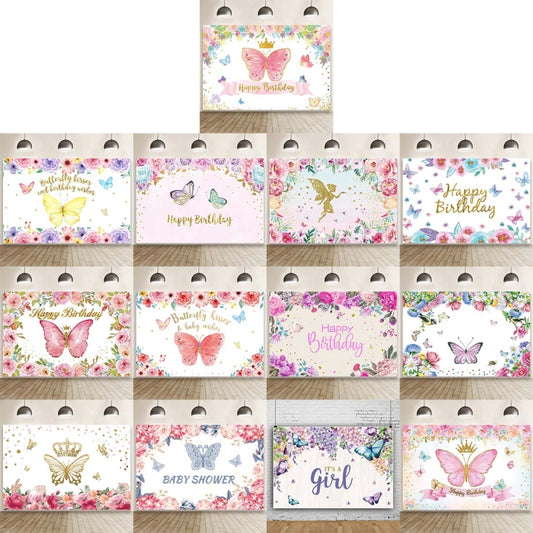 1.5m X 1m Butterfly Pattern Photography Backdrop Birthday Party Decoration Background Cloth(MDT08919) - Birthday Party by buy2fix | Online Shopping UK | buy2fix