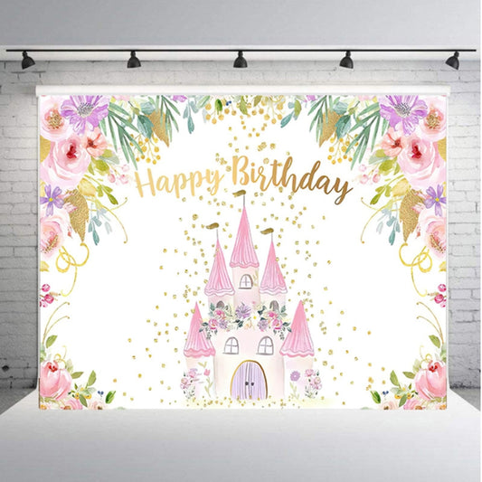 1.5m X 1m Cartoon Castle Photography Background Cloth Birthday Party Scene Decoration - Birthday Party by buy2fix | Online Shopping UK | buy2fix