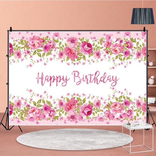 1.5m x 1m Flower Series Happy Birthday Party Photography Background Cloth(MDU04216) - Birthday Party by buy2fix | Online Shopping UK | buy2fix