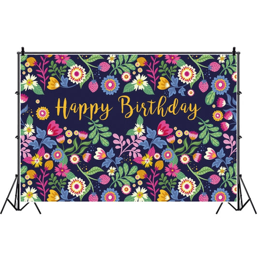 1.5m x 1m Flower Series Happy Birthday Party Photography Background Cloth(MSC00334) - Birthday Party by buy2fix | Online Shopping UK | buy2fix