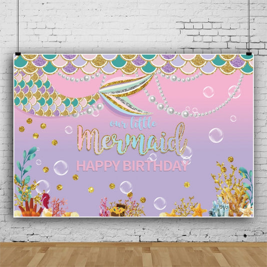 120 x 80cm Mermaid Happy Birthday Photography Background Cloth(12009595) - Birthday Party by buy2fix | Online Shopping UK | buy2fix