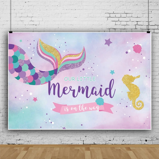 120 x 80cm Mermaid Happy Birthday Photography Background Cloth(12009768) - Birthday Party by buy2fix | Online Shopping UK | buy2fix