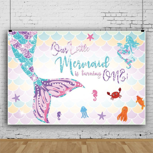 120 x 80cm Mermaid Happy Birthday Photography Background Cloth(12101996) - Birthday Party by buy2fix | Online Shopping UK | buy2fix