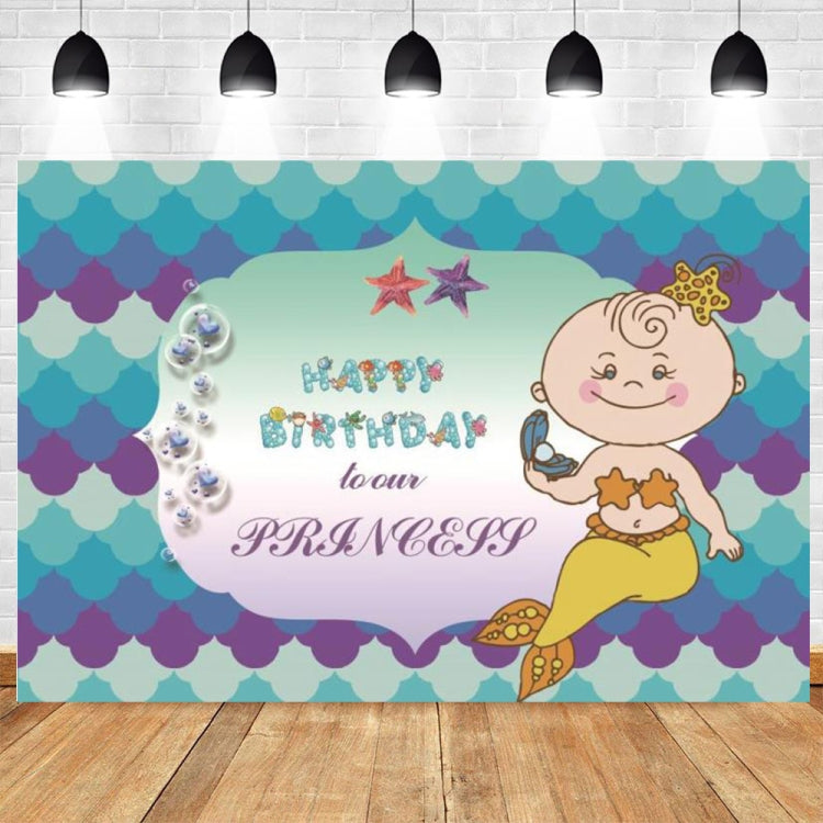 120 x 80cm Mermaid Happy Birthday Photography Background Cloth(11401122) - Birthday Party by buy2fix | Online Shopping UK | buy2fix