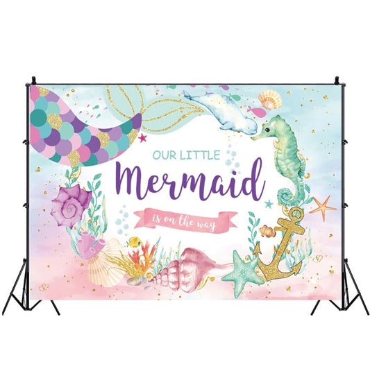 120 x 80cm Mermaid Happy Birthday Photography Background Cloth(12010125) - Birthday Party by buy2fix | Online Shopping UK | buy2fix