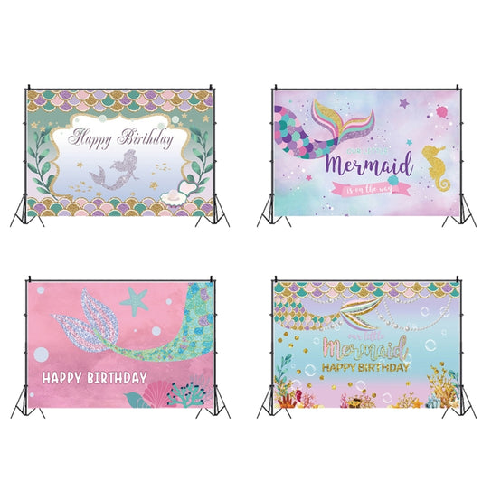 120 x 80cm Mermaid Happy Birthday Photography Background Cloth(12009768) - Birthday Party by buy2fix | Online Shopping UK | buy2fix