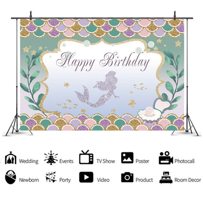 120 x 80cm Mermaid Happy Birthday Photography Background Cloth(12101789) - Birthday Party by buy2fix | Online Shopping UK | buy2fix