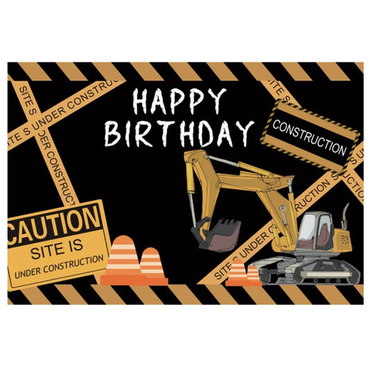 1.2m x 0.8m Construction Vehicle Series Happy Birthday Photography Background Cloth(11306286) - Birthday Party by buy2fix | Online Shopping UK | buy2fix