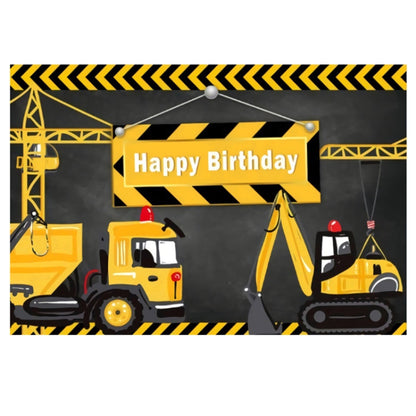1.2m x 0.8m Construction Vehicle Series Happy Birthday Photography Background Cloth(11306952) - Birthday Party by buy2fix | Online Shopping UK | buy2fix