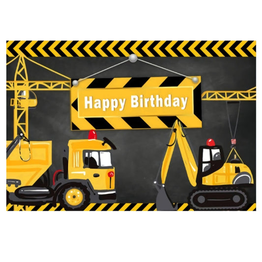 1.2m x 0.8m Construction Vehicle Series Happy Birthday Photography Background Cloth(11306952) - Birthday Party by buy2fix | Online Shopping UK | buy2fix