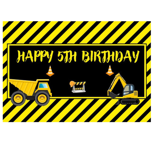 1.2m x 0.8m Construction Vehicle Series Happy Birthday Photography Background Cloth(11604070) - Birthday Party by buy2fix | Online Shopping UK | buy2fix