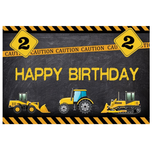 1.2m x 0.8m Construction Vehicle Series Happy Birthday Photography Background Cloth(11604130) - Birthday Party by buy2fix | Online Shopping UK | buy2fix