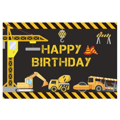 1.2m x 0.8m Construction Vehicle Series Happy Birthday Photography Background Cloth(12007646) - Birthday Party by buy2fix | Online Shopping UK | buy2fix