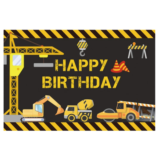 1.2m x 0.8m Construction Vehicle Series Happy Birthday Photography Background Cloth(12007646) - Birthday Party by buy2fix | Online Shopping UK | buy2fix