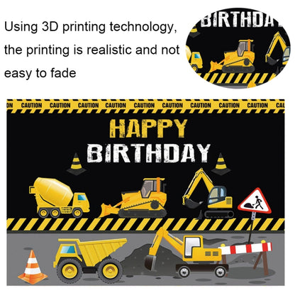 1.2m x 0.8m Construction Vehicle Series Happy Birthday Photography Background Cloth(12200968) - Birthday Party by buy2fix | Online Shopping UK | buy2fix
