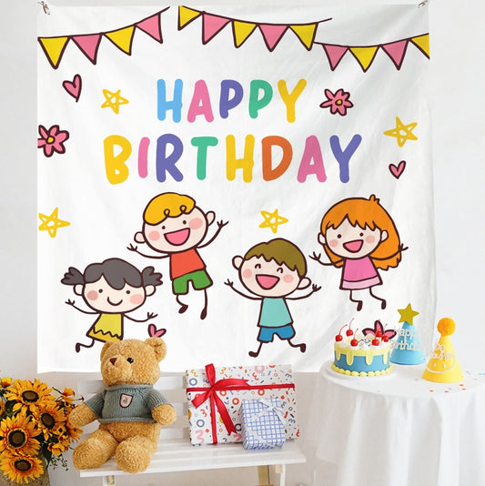 Birthday Layout Hanging Cloth Children Photo Wall Cloth, Size: 150x200cm Velvet(twenty one) - Cartoon by buy2fix | Online Shopping UK | buy2fix