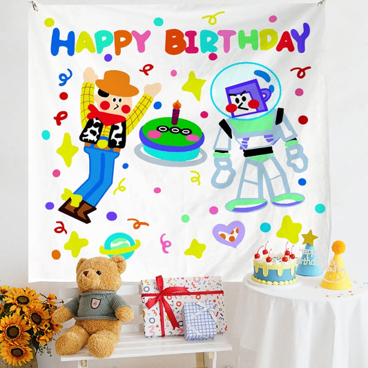 Birthday Layout Hanging Cloth Children Photo Wall Cloth, Size: 150x230cm Velvet(10) - Cartoon by buy2fix | Online Shopping UK | buy2fix