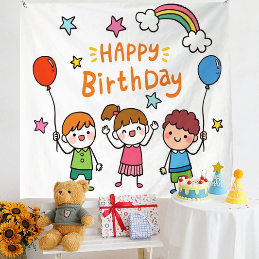 Birthday Layout Hanging Cloth Children Photo Wall Cloth, Size: 150x230cm Velvet(19) - Cartoon by buy2fix | Online Shopping UK | buy2fix