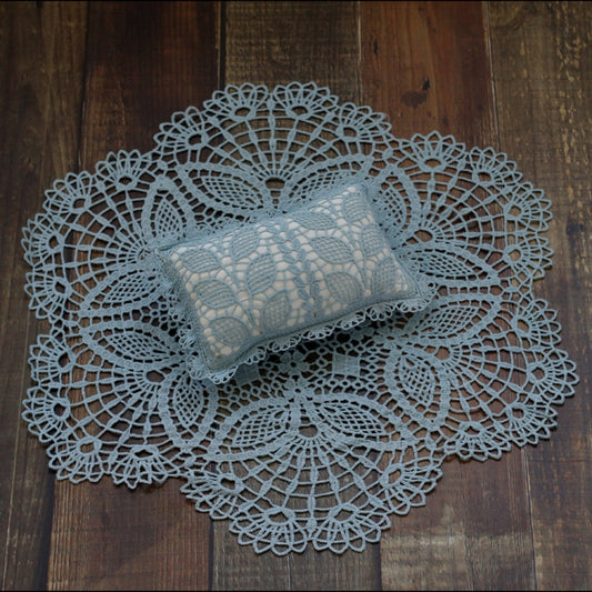 Hollow Lace Round Blanket + Pillow Suit Baby Photography Props(Light Blue) - Baby Photo Props by buy2fix | Online Shopping UK | buy2fix