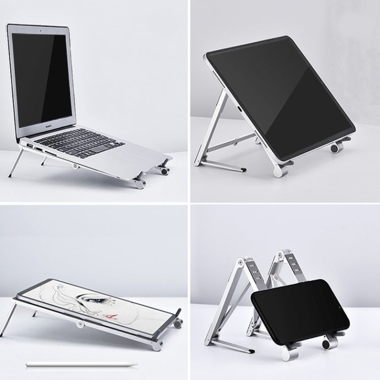 X23 3 In 1 Portable Storage Foldable Aluminum Phone Tablet Stand(Grey) - Laptop Stand by buy2fix | Online Shopping UK | buy2fix