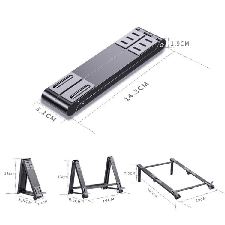 X23 3 In 1 Portable Storage Foldable Aluminum Phone Tablet Stand(Grey) - Laptop Stand by buy2fix | Online Shopping UK | buy2fix