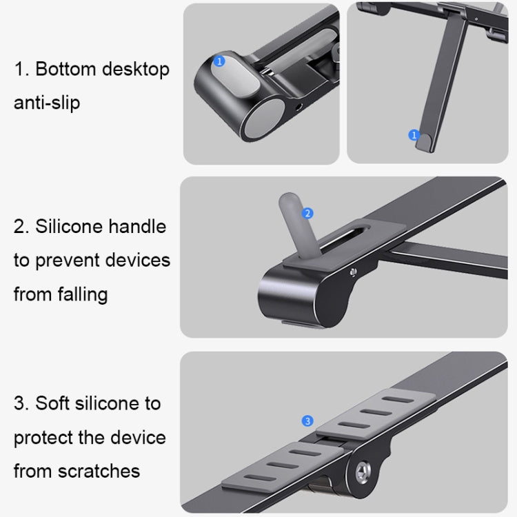 X23 3 In 1 Portable Storage Foldable Aluminum Phone Tablet Stand(Grey) - Laptop Stand by buy2fix | Online Shopping UK | buy2fix