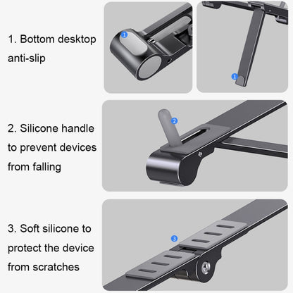 X23 3 In 1 Portable Storage Foldable Aluminum Phone Tablet Stand(Grey) - Laptop Stand by buy2fix | Online Shopping UK | buy2fix