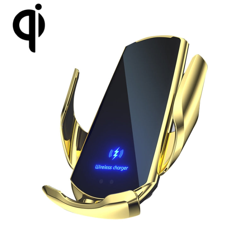 Q3 Infrared Induction Magnetic Car Wireless Charging Phone Bracket with Micro USB + 8 Pin + Type-C / USB-C Magnetic Connector(Gold) - Wireless Charger Holders by buy2fix | Online Shopping UK | buy2fix