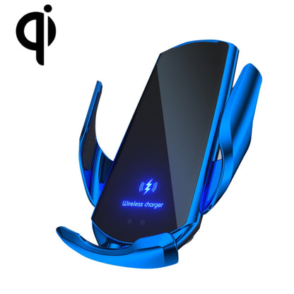 Q3 Infrared Induction Magnetic Car Wireless Charging Phone Bracket with Micro USB + 8 Pin + Type-C / USB-C Magnetic Connector(Blue) - Wireless Charger Holders by buy2fix | Online Shopping UK | buy2fix