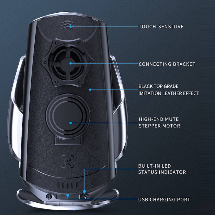 Q3 Infrared Induction Magnetic Car Wireless Charging Phone Bracket with Micro USB + 8 Pin + Type-C / USB-C Magnetic Connector(Gold) - Wireless Charger Holders by buy2fix | Online Shopping UK | buy2fix