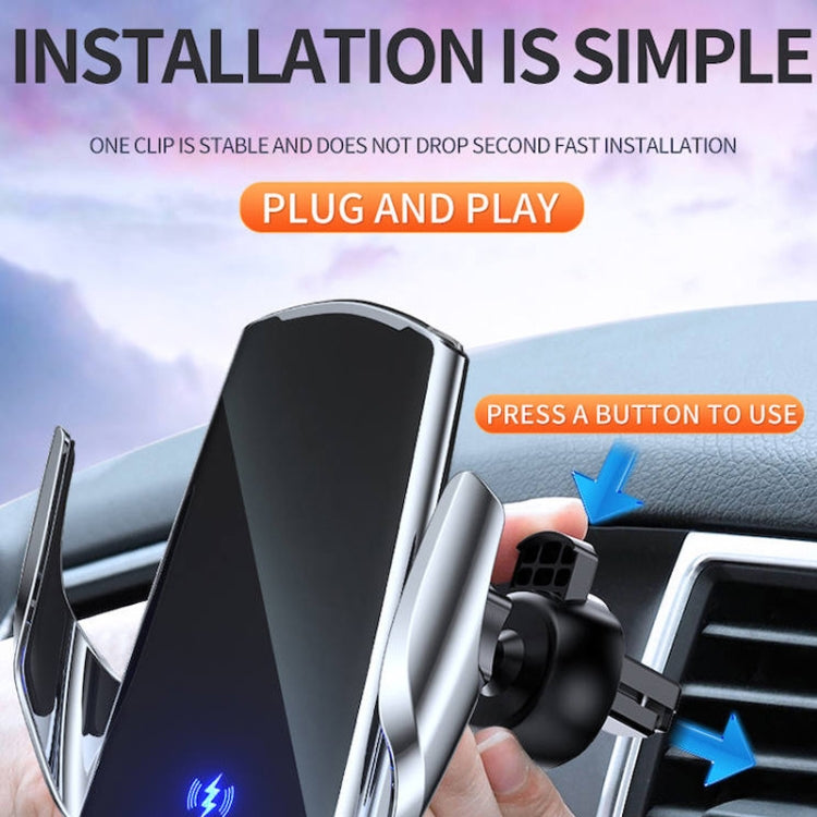 Q3 Infrared Induction Magnetic Car Wireless Charging Phone Bracket with Micro USB + 8 Pin + Type-C / USB-C Magnetic Connector(Gold) - Wireless Charger Holders by buy2fix | Online Shopping UK | buy2fix
