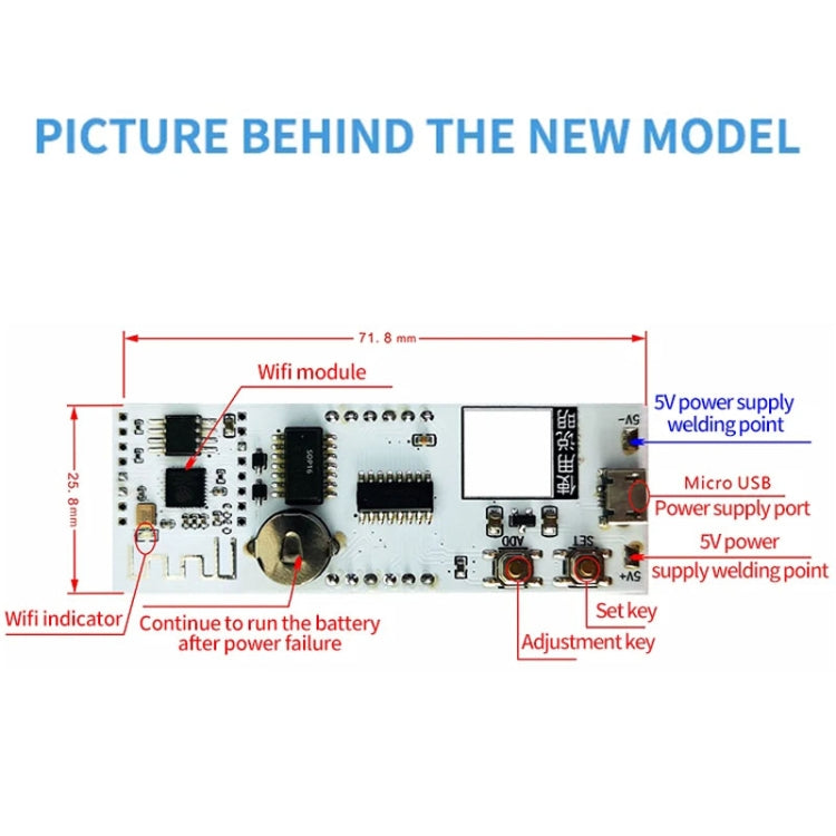 0.8 Inch Electronic Clock Movement Module WIFI Digital Tube Digital Time Display(Green) - Clocks & Car Meters by buy2fix | Online Shopping UK | buy2fix