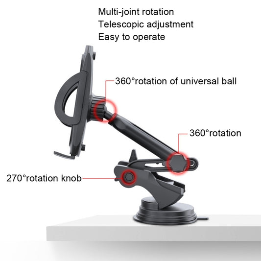 Yesido C111 Double Pole Rotating Telescopic Arm Car Bracket(Black) - Universal Car Holders by Yesido | Online Shopping UK | buy2fix