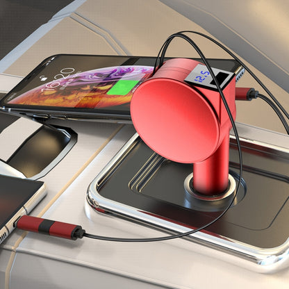 3 In 1 40W Fast Charging Dual Cable Retractable Car Charger(Black) - Car Charger by buy2fix | Online Shopping UK | buy2fix